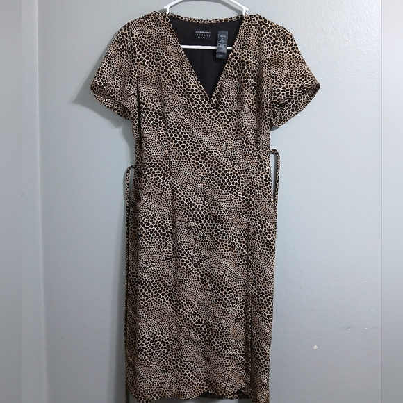 Liz Claiborne Elegant Brown Patterned Dress - Picture 3 of 12